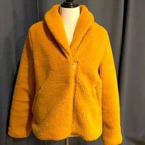 Fleece Mustard‎ cowl neck jacket.